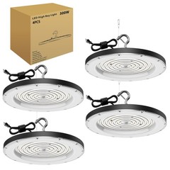 4 Pack 300W UFO LED High Bay Light Industrial Factory Warehouse Shop Commercial