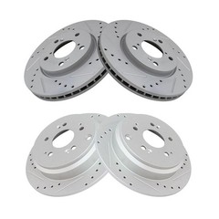 4pcs Disc Brake Rotors Front Rear Drilled Slotted Coated BRA19757 11.65in 296mm