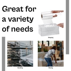 12 Rolls Stretch Wrap Plastic Bundle Banding Film 5″ x 1000′ + 1 Plastic Handle