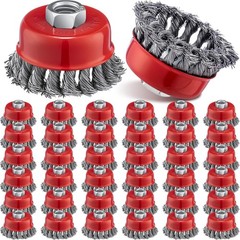 36 Pcs 3 Inch Wire Wheel Cup Brush with 5/8″-11 Threaded Arbor for 4 1/2 Angle G