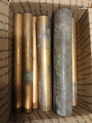 10 pounds of scrap copper Pipe Cut 11″ Long a mixture of 1″ – 2″ pipe.