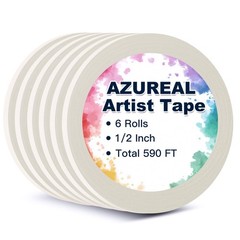 Artist Tape 6 Rolls, White Watercolor Tape for Paper Border, 1/2 Inch Wide an…