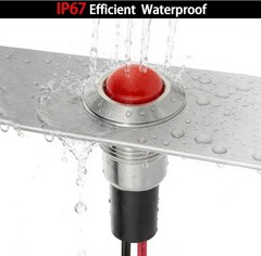 UL 8mm Red LED Waterproof IP67 Stainless Steel Indicator Light Indicator Light