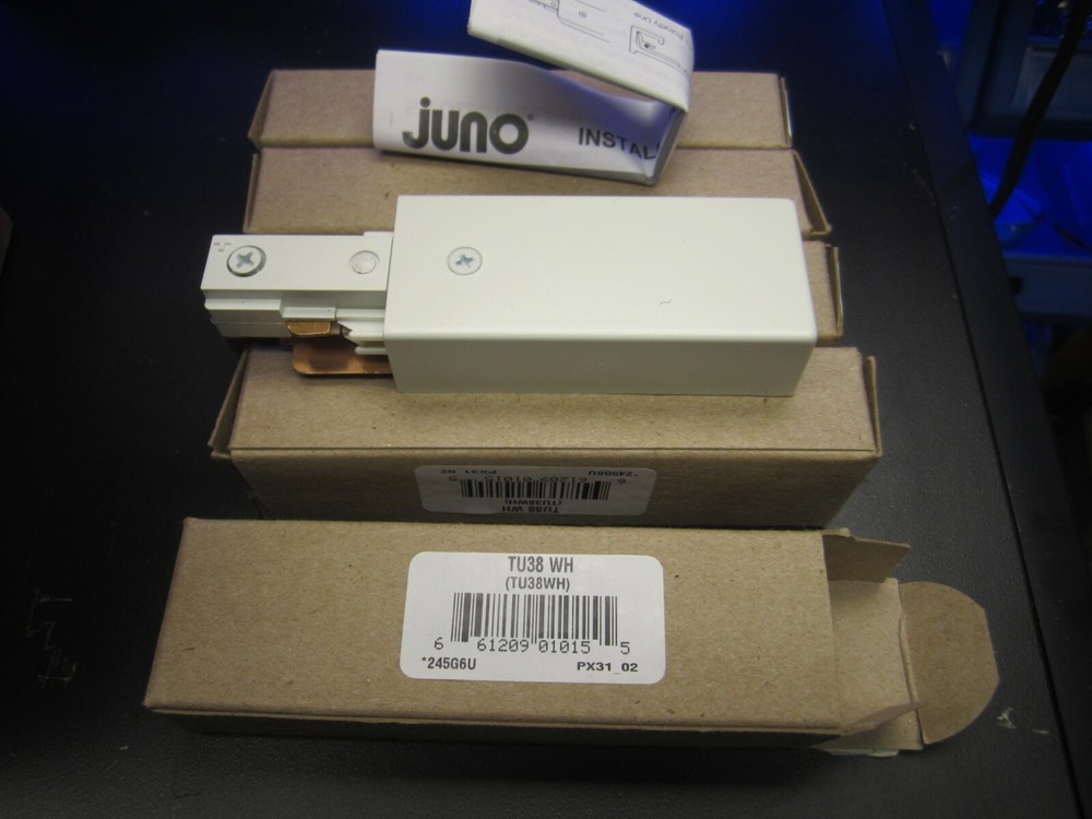 Juno TU38 WH Power Feed Track Ends For Double Circuit Track White 2 Pack