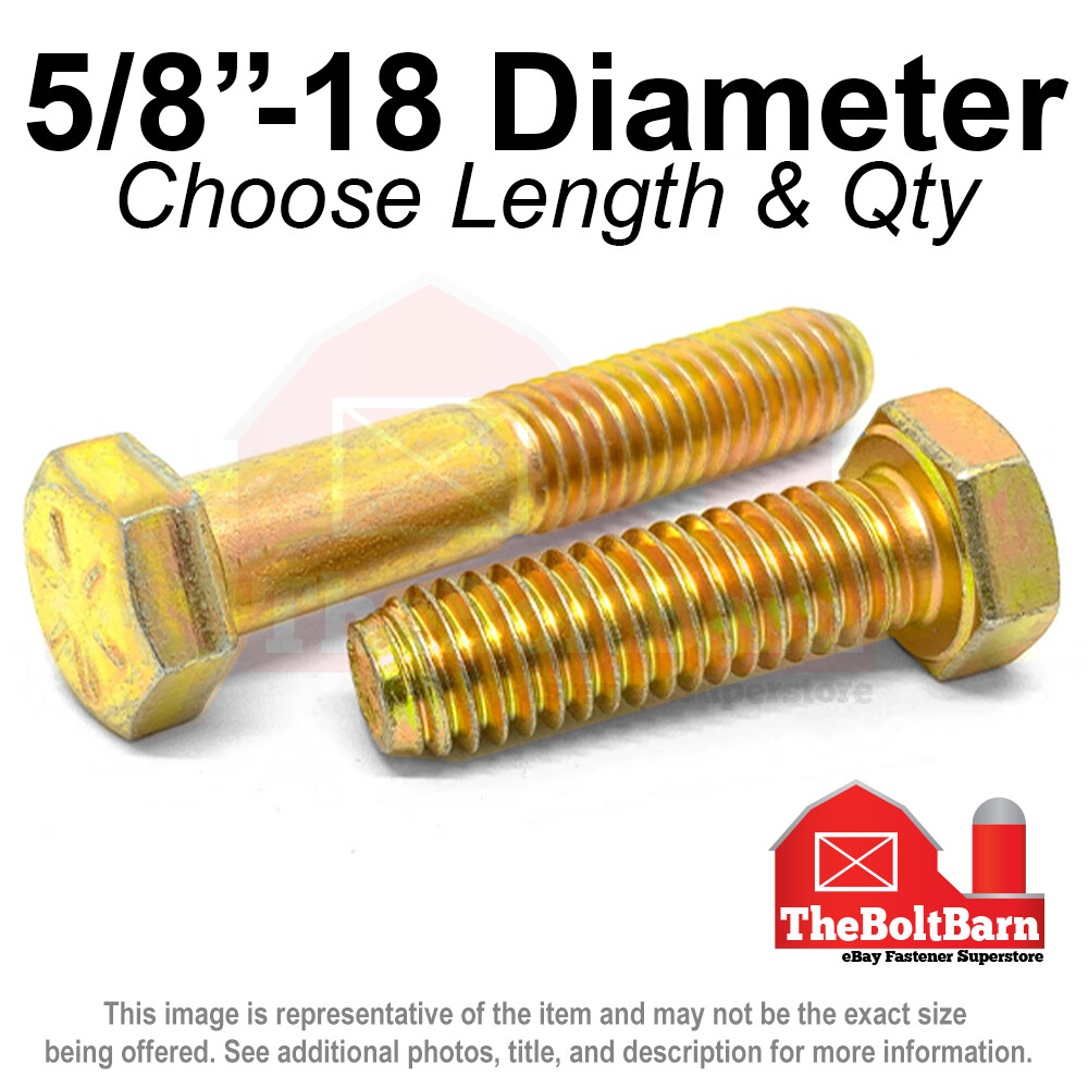 5/8″-18 Grade 8 Hex Cap Screws FINE Thread SAE Hex Bolts (Pick Length & Qty)
