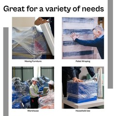 Thin and Pliable Wrap Stretch Film 18″ x 1500′ Wrapping Clear Plastic Film