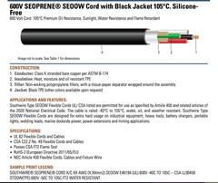 Southwire SEOOW 12/3 600v 15ft section 55039599