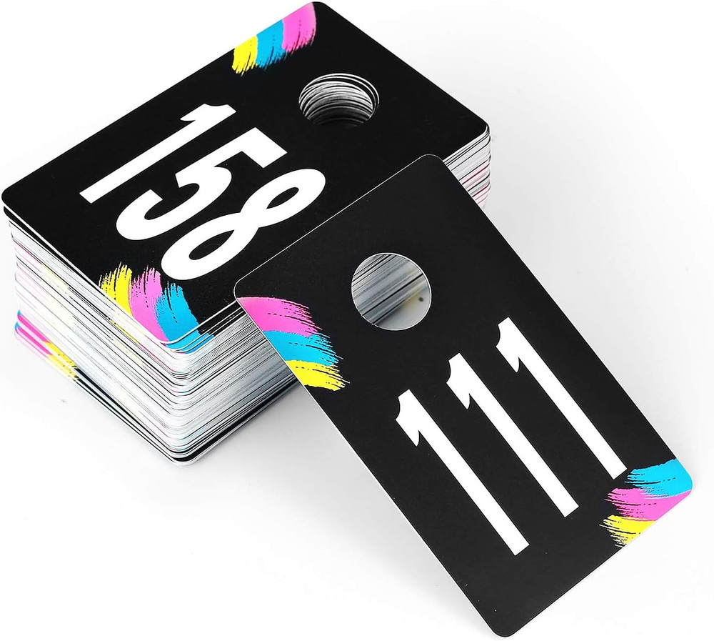 1 to 200 Live Plastic Number Tags Normal & Reverse Mirror Image Coat Room Check