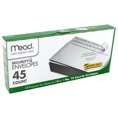 Mead No.10 Envelopes, Security, Press-it Seal-it, 4-1/8″ X 9-1/2″, White, 45 Per