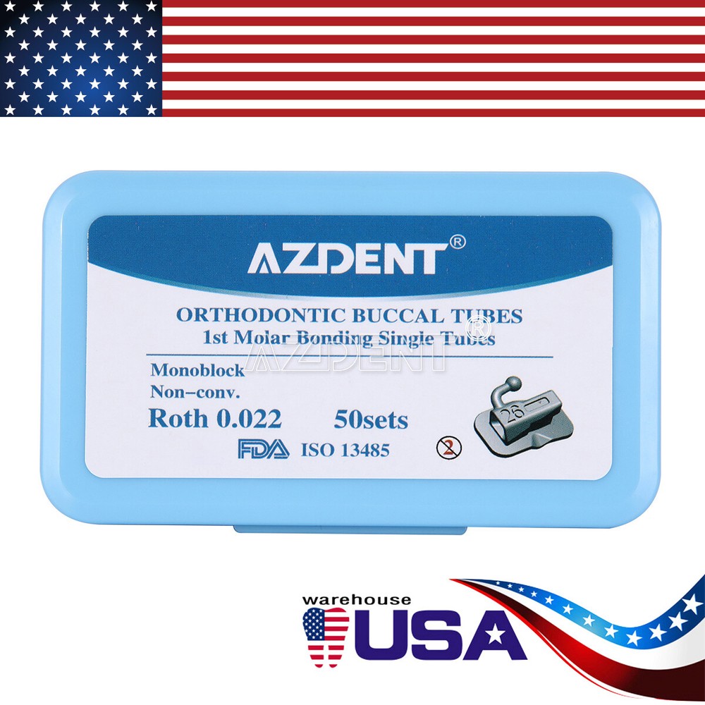 50Sets AZDENT Dental Ortho Buccal Tubes 1st Molar ROTH MBT 022 Bondable Non-Conv