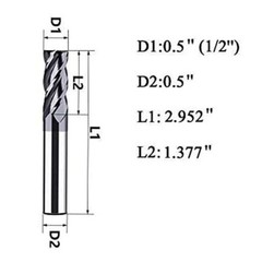 5PCS 1/2 ” 4 FLUTE LONG CARBIDE END MILL – TiALN COATED