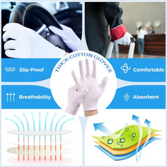 3 Pairs White Cotton Work Gloves PPE Inspection Moisturizing Eczema Men Women
