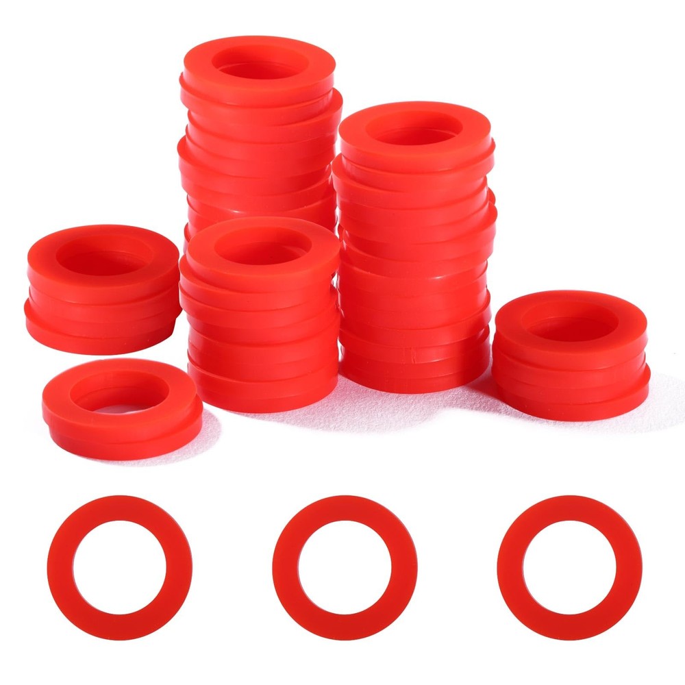 Litorange 50 PCS Outdoor Garden Hose Washer Gasket 50 Pack (1 Size), Red