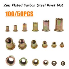 100/50pcs Carbon Steel Nutserts Rivet Nut Rivnut Nutsert M3 M4 M5 M6 M8 M10 M12