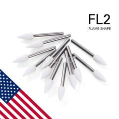 AZDENT Dental Flame Mounted White Stone Polishing Burs FG Abrasion Point Burs
