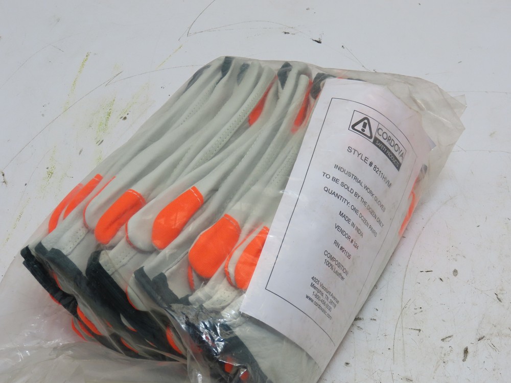 12Pr CORDOVA 8211HVM Driver Gloves Cowhide Standard Grain Leather Hi-Vis Medium