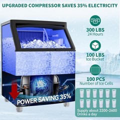 Commercial Ice Maker Machine with Large Storage Bin Under Counter Ice Cube Maker