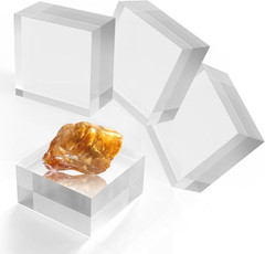 SAMYUCHO Acrylic Blocks 3 X 3 X 2 Inch 4 Pcs Acrylic Base Stand for Display Clea