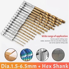32pcs 1/4” Hex Shank Titanium Coated HSS Steel DRILL BIT Set Metal Wood Plastic