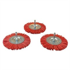 4″ Nylon Flat Brush 1/4″ Shank Coarse 3 Pack Abrasive Drill Brush Wheel