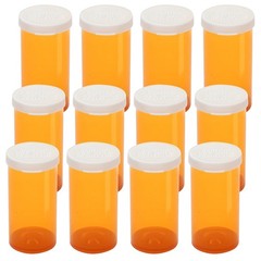12-Pack Empty Plastic Pill Bottles 40 Dram Easy Open Caps Prescription Medicatio