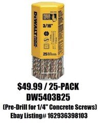(Qty 100) 1/4″ X 2-3/4″ Concrete Masonry Screw Anchors Tapcon Hex Head