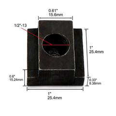 T-Slot Nut Black Oxide Finish, 1/2″-13 Thread Size 5/8 in Table Slot Size 4Packs