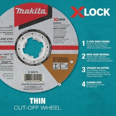 Makita X-LOCK Type 1 5 In. x 0.045 In. x 7/8 In. Metal Thin Cut-Off Wheel Makita