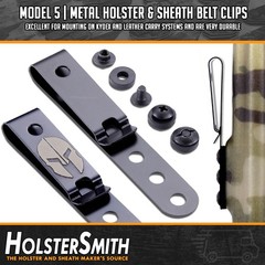 HolsterSmith Universal Metal Belt Clip for Holster Making – (Model 5) – (3-Ho…