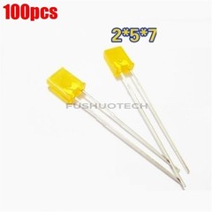 100pcs 2x5x7mm rectangle LED yellow color yellow light emitting diode new ICKA