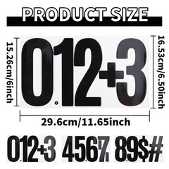9 Sheets Large 6 Inch Number Stickers 0-9 Numbers, 6.5 x 11.65 inches, Black