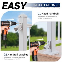 Deck Railing Bracket Connector 4 Pack White Adjustable Outdoor Textured Finish