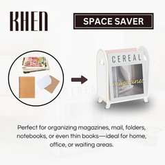 Acrylic Magazine Rack Holder & Gold Trim – 12.40″ x 10″ x 4.49″ – Crystal Lucite