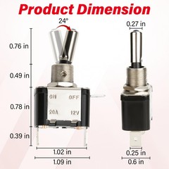3 PCS LED Lighted Rocker Toggle Switch, 12V SPST 3 Pin 2 Position ON/Off Rocker