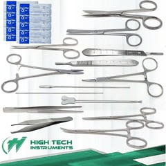 14 PC Minor Surgery Veterinary Surgical Instruments Kit Set+ 100 Scalpel Blades