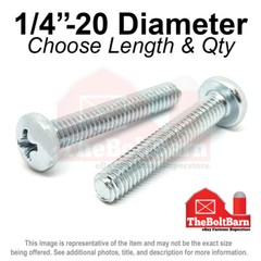 1/4″-20 Phillips Pan Head Machine Screws Bolts Zinc Coarse (Pick Length & Qty)