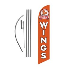 Chicken Wings 15′ Feather Banner Swooper Flag Kit with pole+spike