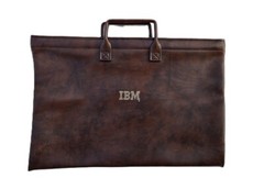 Vintage IBM Easy Open Document portfolio Holder with handles vinyl brown