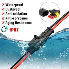 2Pin Way Car Waterproof Male Female Electrical Connector Plug Wire Kit Set Lot