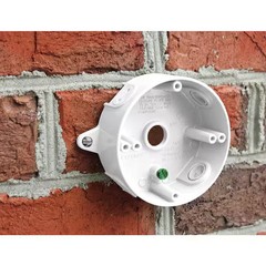 Round Metal Weatherproof Electrical Outlet Box with (5) 1/2 inch Holes, White