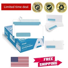 24 LB Self-Sealing Security Envelopes with Window – 500 Pack 4.125 x 9.5