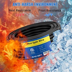 14/4 Mini Split Cable 200FT, 14 AWG 4 Conductor Control Stranded Pure Copper ETL