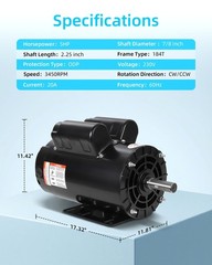 5HP SPL Air Compressor Electric Motor 17.6Amps 56 Frame 3450RPM 7/8“ Keyed Shaft