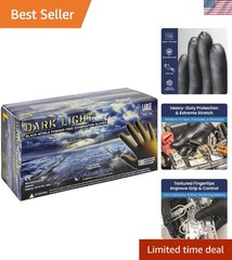 Dark Light 9 mil Nitrile Powder Free Exam Gloves Black, Large – Box of 100