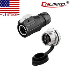 CNLINKO 4 Pin M16 Size Power Connector Male Plug & Female Socket Waterproof IP67