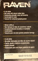 SAS Safety Raven Powder-Free Disposable Black Nitrile MPN 66519 Gloves, XL 100