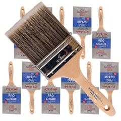 12-Pack – 4″ Flat Brushes for All Latex and Oil Paints & Stains