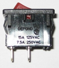Defond Mini Black Switch with Red Rocker – SPST – 125V 15A – 250V 7.5A .5 x .75