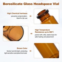 100x 10ml Glass Vials Amber Glass Headspace Vials Plastic-Aluminum Flip Off Caps