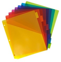 (3 Pack) Vibrant Color 8-Tab Insert Dividers With Pockets